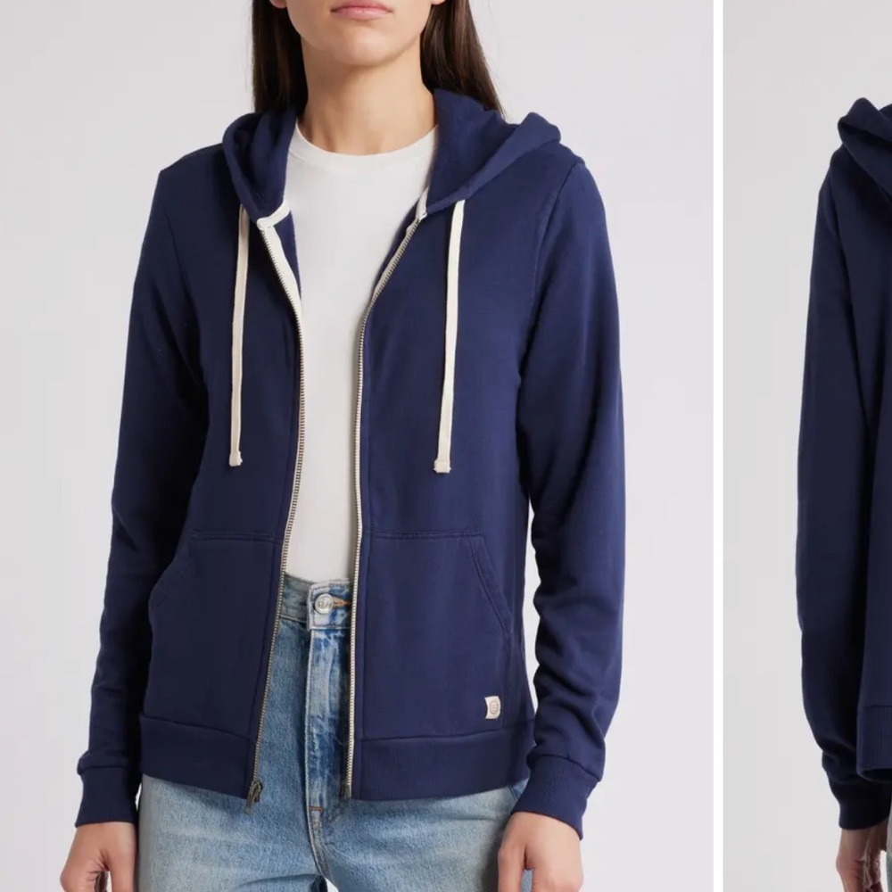 MARINE LAYER Afternoon Full Zip Hoodie Women’s Large Navy Sweatshirt - Picture 2 of 10